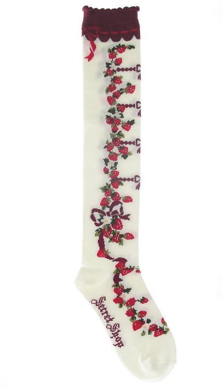 Secret Shop Lolita Bow Strawberry Knee Socks